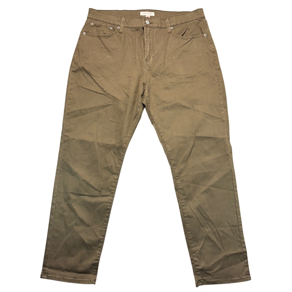 Lucky Brand 412 Athletic Slim Pants Mens 38x30 Brown Khaki 5-Pocket Trousers